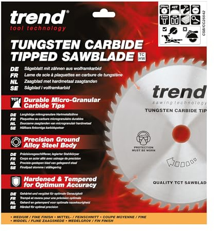 Trend Wood Mitre Saw Blade, 255mm Diameter, 30mm Bore, 42 Teeth, 2.4mm Kerf, -5° Hook, TCT, Fine Finish, CSB/CC25542