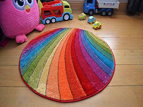 Rugs Supermarket Splash Multicolour Rainbow Circle Thick Childrens Colourful Rug. Size 80cm x 80cm