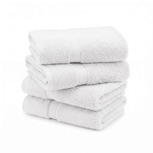 SUPERIOR Egyptian Cotton Plush & Absorbent, Hand Towel Set of 4, White