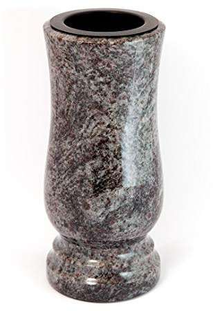 Afterglow Élégant vase funéraire en granit véritable, Orion clair, Hauteur : 20 cm, Diamètre : 10 cm, Résistant aux intempéries et au gel, Avec insert en plastique