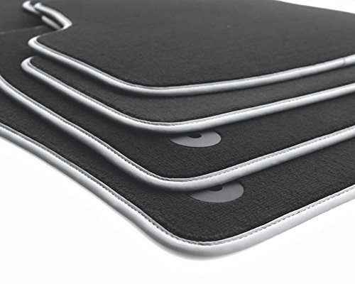 Fußmatten passend für Golf 5 6 Velours Automatten Premium 4-teilig schwarz Nubuk silber