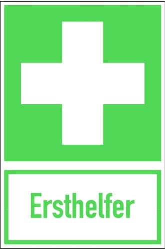 LEMAX® Rettungszeichen, Kombischild Ersthelfer DIN EN ISO 7010 Kunststoff langnachleuchtend grün/weiß 200x300mm
