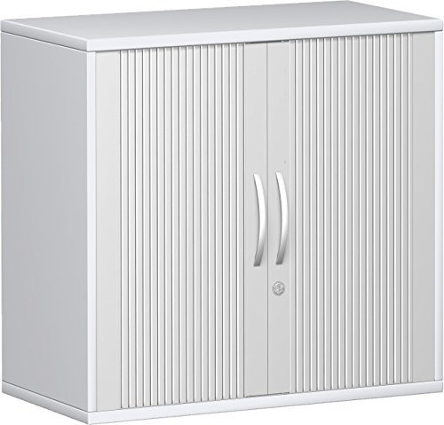 Geramöbel Querrollladenschrank 1 Dekor-Einlegeboden, abschließbar, 800x425x768, Silber/Weiß