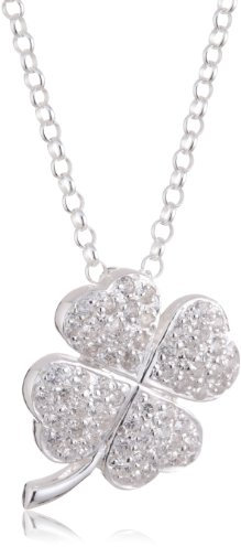 Vinani Anhänger Kleeblatt Zirkonia weiß mit Erbskette 50 cm Sterling Silber 925 Kette Italien AKG-T50