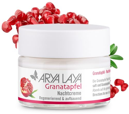 ARYA LAYA Granatapfel Nachtcreme, 50 ml | stärkende & regenerierende Nachtpflege, mildert umweltbedingte Hautschäden durch UV-Licht, für Mischhaut & zarte Haut, vegan