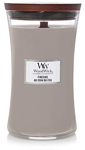 WoodWick Große Duftkerze im Sanduhrglas mit knisterndem Docht | Fireside | bis zu 130 Stunden Brenndauer