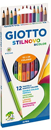 GIOTTO Stilnovo Bicolor - Astuccio da 12 Matite a Pastello Colorate a Doppia Punta, 3.3mm, Bicolor