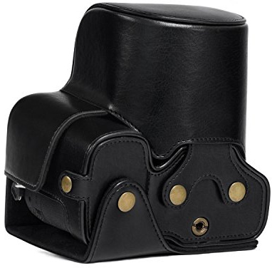 MegaGear Sony Cyber-Shot DSC-RX10 IV, DSC-RX10 III Ever Ready Leder Kamera-Case mit Trageriemen und Batteriezugang schwarz MG760