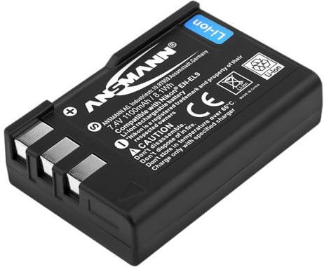 ANSMANN Li-Ion 7.4V Camera Battery Replacement For EN-EL9 [Pack of 1] Compatible with Nikon Cameras Including Nikon D3000, D40, D40x, D5000 & D60-5 Year Warranty