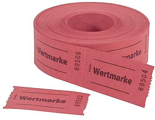 SIGEL GR554 Wertmarken Gutscheinmarken Rolle rot, 500 Bons, aus Recyclingpapier, Essensmarken, Getränkebons | GR554, Aus Recyclingpapier, ideal als Essensmarken und Getränkebons für Veranstaltungen