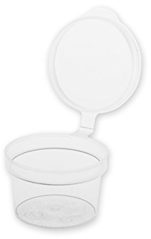 Plastic 25 ml Hinged Lid Deli Pot or Sauce Pot, Pack of 50