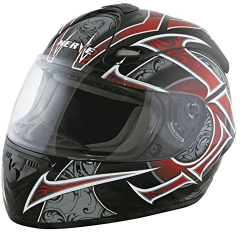 Nerve Integralhelm, Schwarz/Rot, XXL