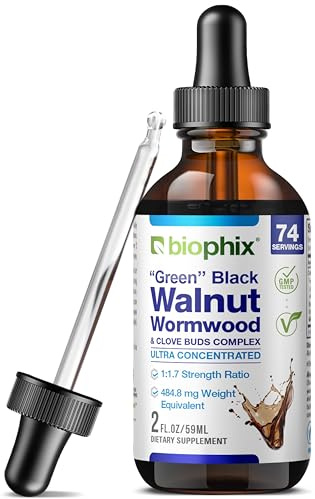 biophix Fresh Green Black Walnut Wormwood Complex - 2 oz Liquid Drops - Advanced Intestinal Cleanse & Digestive Balance with Clove Bud - Potent Herbal Formula for Gut Health - Made in USA