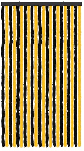Arsvita Flauschvorhang Türvorhang (90x220 cm) in Schwarz-Gelb als Insektenschutz für Balkon, Terrasse oder Wohnmobil, Wohnwagen, Pavillon