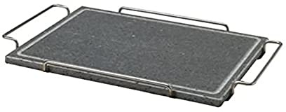 Agnelli Pierre Soutien Cocottes Rectangulaire en Acier Inoxydable 18/10 avec Base en bois-29 x 40 cm Gris