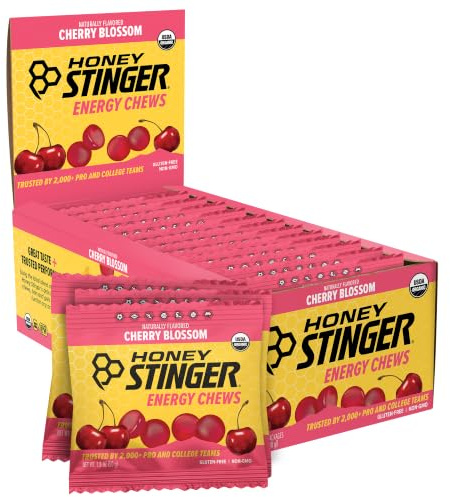 Honey Stinger Organic Cherry Blossom Energy Chew, Gluten Free & Caffeine Free, for Exercise, Running and Performance, Sports Nutrition for Home & Gym, Pre and Mid Workout, 21.6 Ounces (Pack of 12)