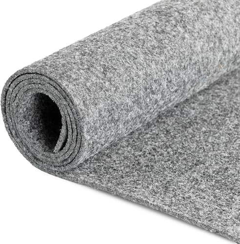 Nadelfilz TURBO Bodenbelag 200x100 cm Grau Meterware – Rutschhemmende, stuhlrollenfest | robust & trittsicher | Nadelfilz Boden für Büro, Treppe, Empfang & stark frequentierte Räume