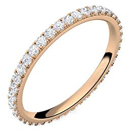 Ring Rotgold von AMOONIC mit Zirkonia Verlobungsringe (Silber 925 vergoldet) Memoryring Vorsteckring Zirkonia Stein Ring Damenring Damen Heiratsantrag Memory Memoire FF589VGRTZIFA56