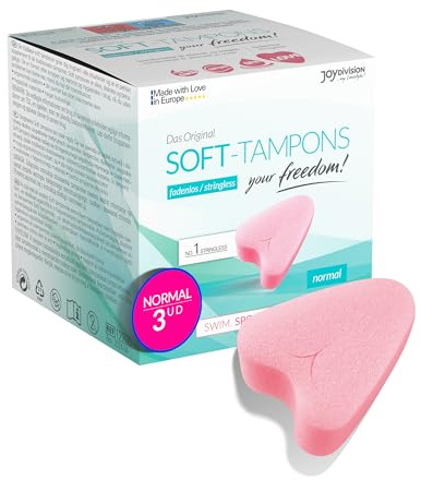 JOYDIVISION Assorbenti Interni Soft Normal | 3 Pezzi | Senza Filo per Sport, Nuoto e Spa | Spugnette Mestruali Ultra Soft | Inserimento ed Estrazione Facili