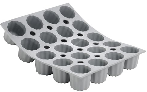 De Buyer 1856.21D Elastomoule silikon bakform – 20 mini Bordelais räfflade kakor, 1,9 cl kapacitet