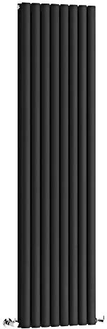 Milano Aruba Black Vertical Double Oval Panel Radiator - 1780mm x 472mm