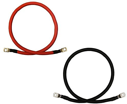 4/0 AWG Gauge Red + Black Pure Copper Battery Inverter Cables Solar, RV, Car, Boat 12 in 3/8 + 5/16 in Lugs
