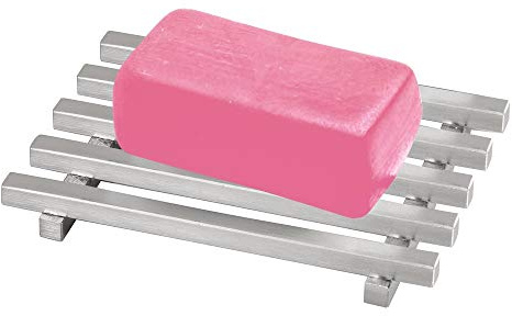 iDesign Kyoto porte-savon, support à savon grillagé en acier inoxydable, argenté mat