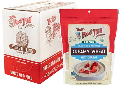 Bob's Red Mill Organic Creamy Wheat Hot Cereal, 24oz (Pack of 4) - Organic, Non GMO, Gluten Free, Whole Grain, Vegan, Kosher