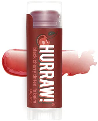 Hurraw! Black Cherry Tinted Lip Balm: (Sheer Red Tint) Organic, Certified Vegan, Cruelty and Gluten Free. Non-GMO, 100% Natural Ingredients. Bee, Shea, Soy and Palm Free. Made in USA