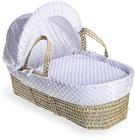 Clair de Lune Moisés Dimple Palm con ropa de cama, color blanco, 75 x 28 cm