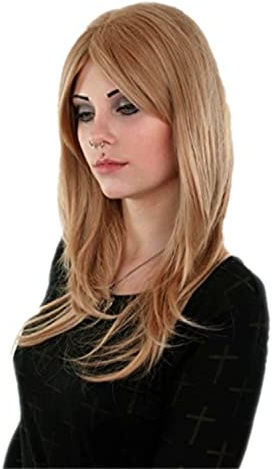 Prettyland Damen Glatte Gestuft ang-Haare natürliche Perücke Blond Wig für Alltag C1703