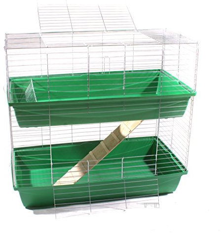 Hasenkäfig Kaninchen Meerschweinchen Nagerkäfig Kleintier 2 Ebenen 1m Doppel grün