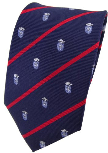 TigerTie Designer Seidenkrawatte in gestreift mit Wappenmuster gemustert