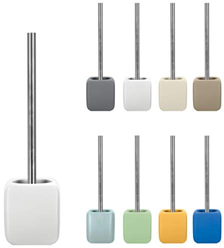 KW Cube Ceramic Toilet Brush and Holder (White)