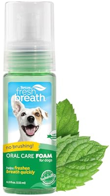 TropiClean Fresh Breath Dental Foam Spray for Dogs & Cats | Quick Breath Freshener and Teeth Cleaning Solution | Made in The USA | 4.5oz.