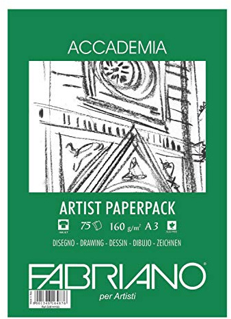 Fabriano 50813160 Zeichenpapier, Baumwolle, weiß, 29,7 x 442 x 0,5 cm