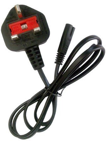 iZKA® - Power Cord UK Plug to Figure 8 Fig of 8 Lead Cable C7 2m meter - ideal For Cassette Recorders, Operated Radios, Visual Equipment, Laptop, Computer, Notebooks, Video Game Consoles, BT Vision, DVD, Blu Ray and Sky Receiver etc (Black)