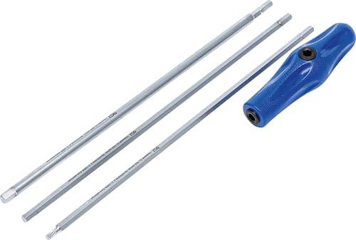 BGS 7840 | Spezial-Schraubendreher-Satz | T-Profil (für Torx) | 4-tlg. | Innensechskant 6 mm und 7 mm | Länge 300 mm | auswechselbare Doppelklinge | 2-Wege-Griff | zum Einstellen von Scheinwerfern
