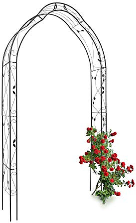 Relaxdays Uccello ad arco di rose con decorazione 71 x 53 x 25 cm Arco in ferro come ausilio per l'arrampicata per piante rampicanti come rosa rampicante con motivo romantico Traliccio di rose come traliccio, nero