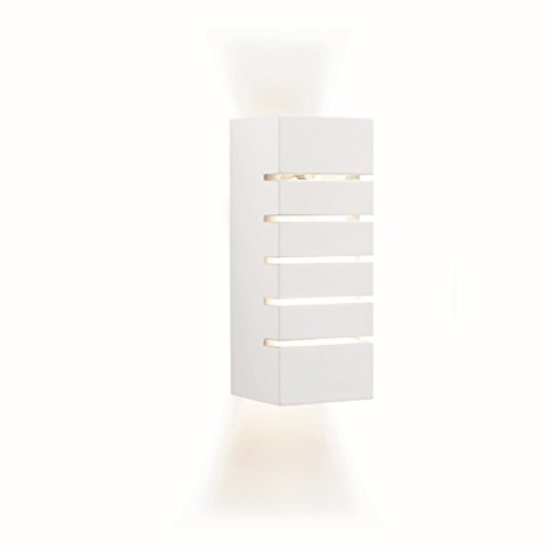 Licht-Erlebnisse Wandleuchte in Weiß Bauhausstil 1xE14 bis zu 40 Watt 230V aus Gips Keramik Schlafzimmer Küche Wohnzimmer Esszimmer Lampe Leuchten Beleuchtung innen