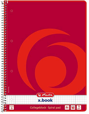 Herlitz Collegeblock x.book A4, Lineatur 28, 320 Seiten, Rand innen und außen, 3 Stück
