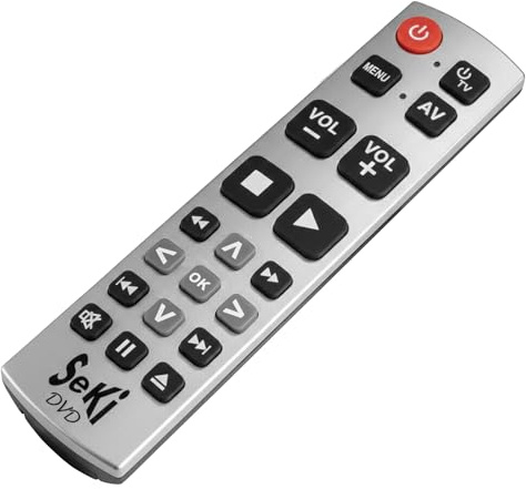 SeKi DVD silber-schwarz lernfähige Universal-Fernbedienung mit großen Tasten - für Senioren + Kinder