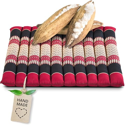 livasia Sitzkissen Stuhlauflage groß - 50x50x4,5cm - Bodenkissen gesteppt Indoor/Outdoor, Meditationskissen Yogakissen, Stuhlauflage Palettenmöbel, Steppkissen Stuhl und Bank (Rot/Schwarz)