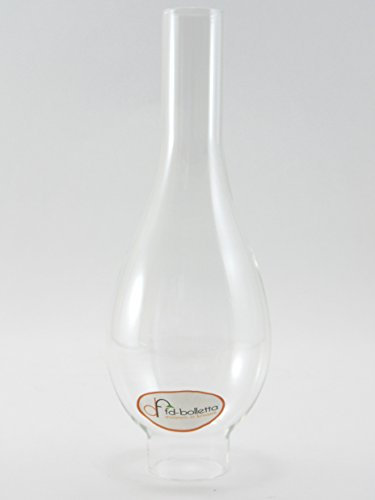 FD-Bolletta Ricambio per Lumi a Petrolio e Olio - Campana in Vetro, Tubo T2 - Misure: H 21,5cm, Ø Imboccatura 3,7cm