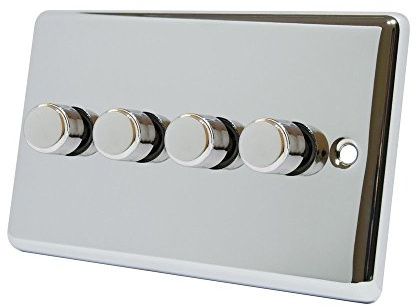 AET CPC4GDIMLED 250 W 10 A 4-Gang 2-Way Polished Chrome Classical LED Light Dimmer Switch