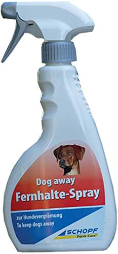 Dog away Fernhaltespray 500 ml für Innen und Außen - natürliche InhaltsstoffeSchopf zur Hundevergrämung Abwehrspray für Hunde