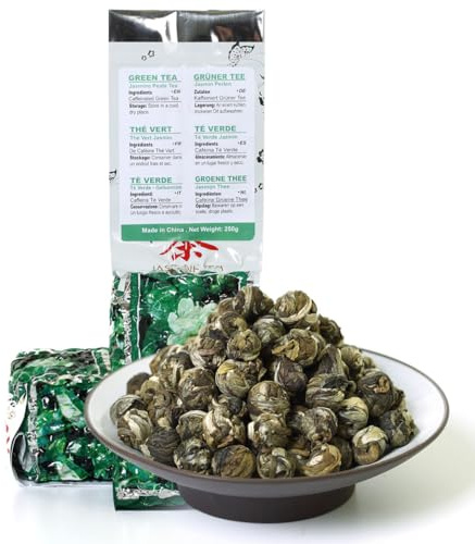 GOARTEA Jasmine Pearls Thé Vert 2Pcs 250g Total 17.6oz Supreme Jasmin Perlas Green Tea