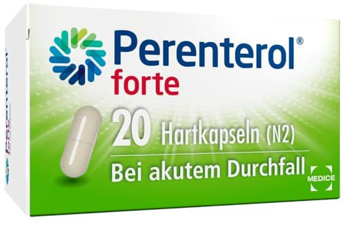 Perenterol forte 250 mg 20 Kapseln - Durchfall Medikament zur Vorbeugung & Behandlung von akutem Durchfall - entzündungshemmend - verhindert übermäßigen Flüssigkeitsverlust