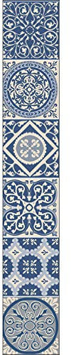 Décoration adhésive pour CARRELAGE Carreaux de Ciment, Polyvinyle, Bleu, 15 x 15 x 0.1 cm
