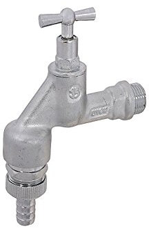 JS DVGW-Auslaufventil 1/2 Zoll mit Knebeloberteil, RV und Rohrbelüfter, mattt verchromt